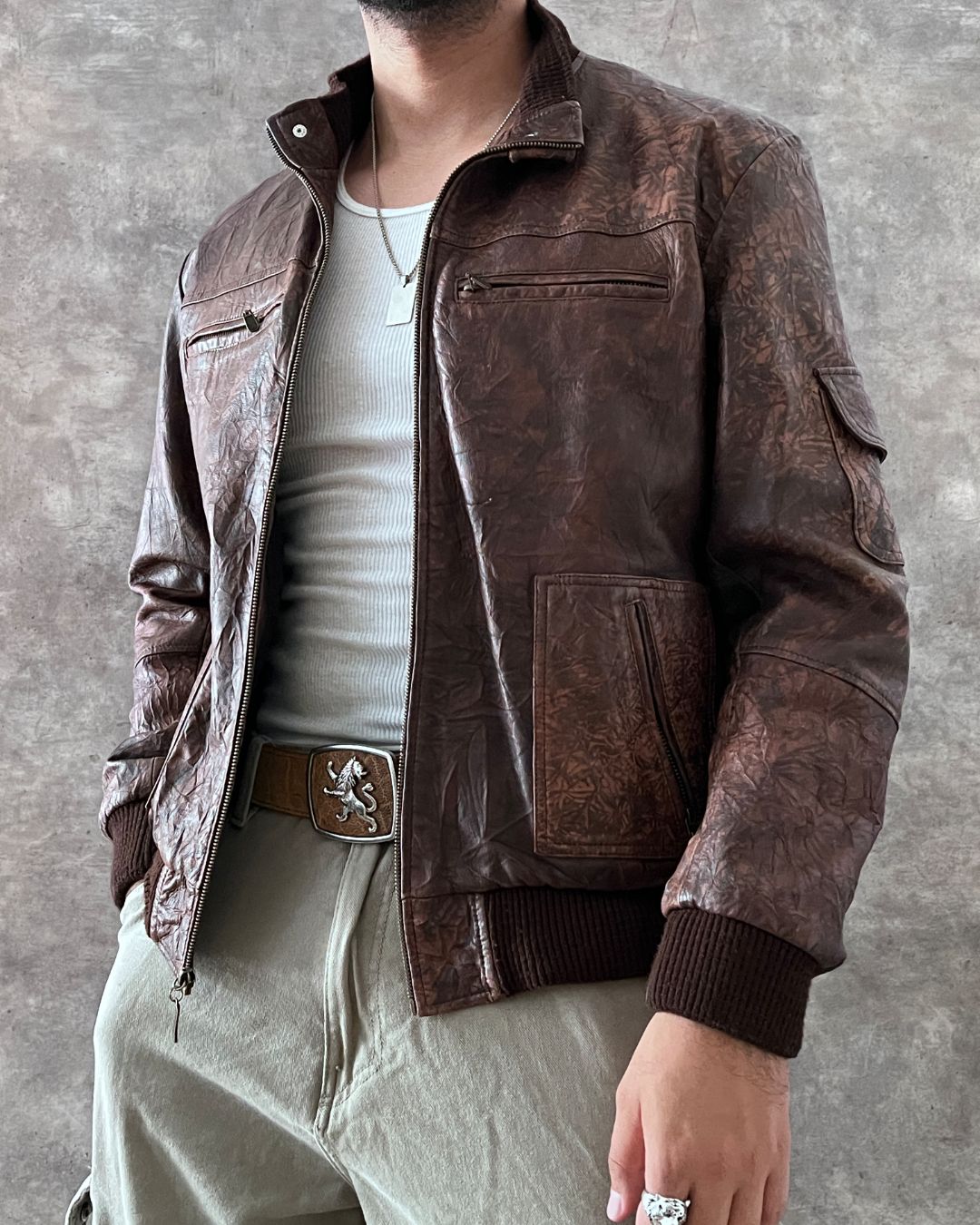 WESTERN LEATHER JACKET (M)