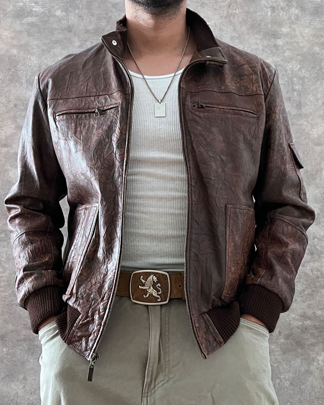 WESTERN LEATHER JACKET (M)