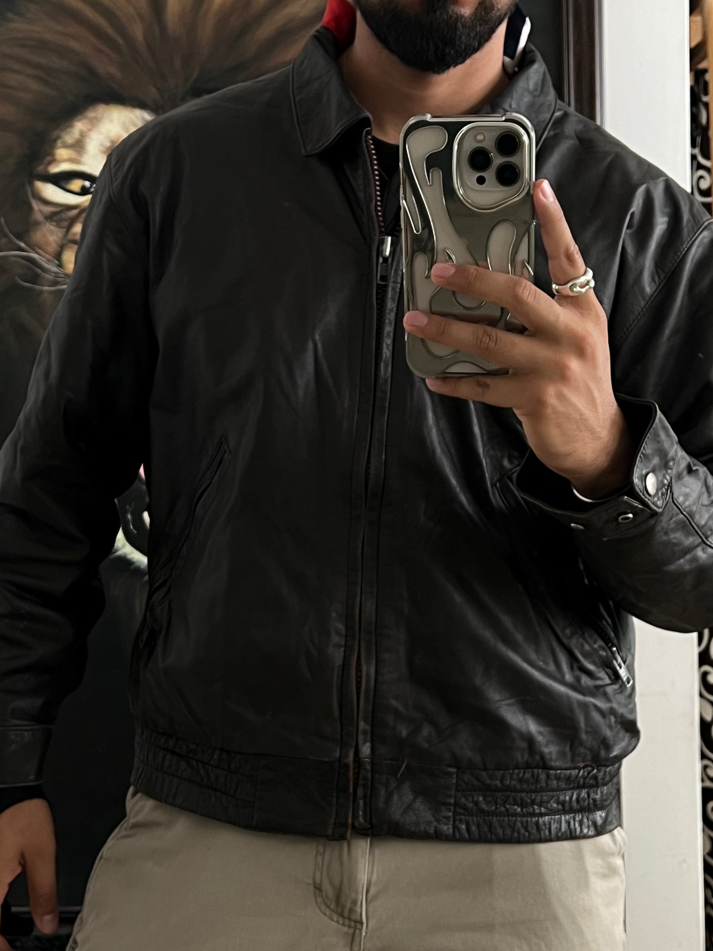 Vintage Leather Bomber jacket (M)