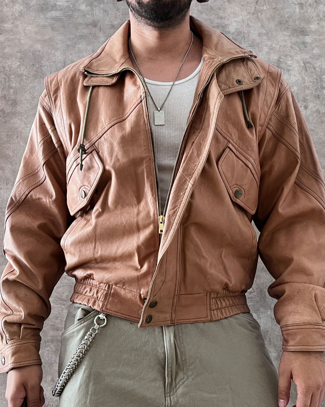 AIR FORCE BOMBER LEATHER JACKET (M)