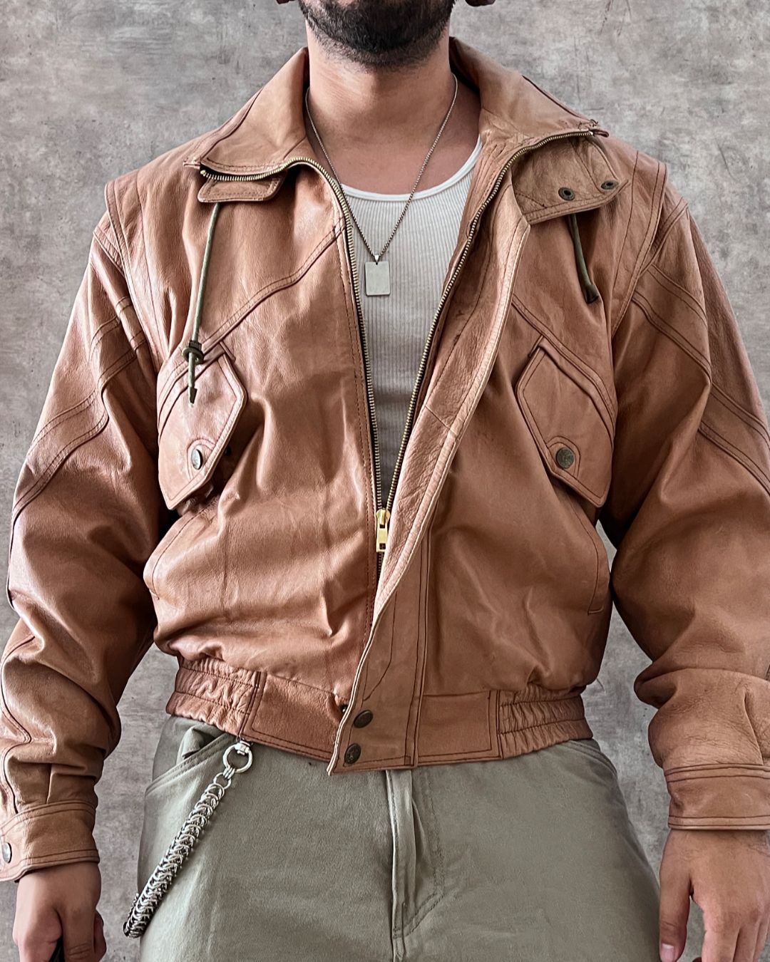 AIR FORCE BOMBER LEATHER JACKET (M)