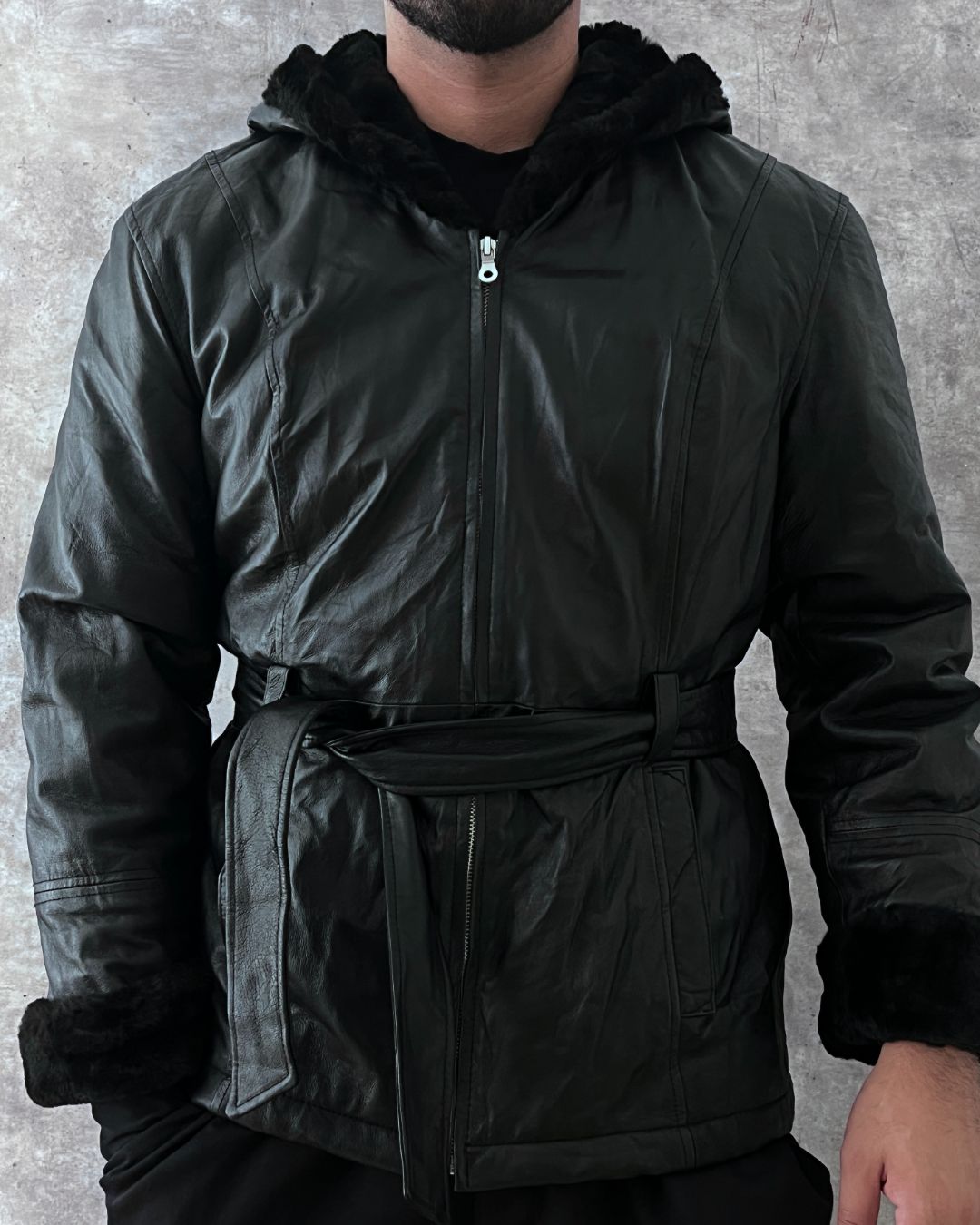 BLACK LEATHER GABARDINE (M)