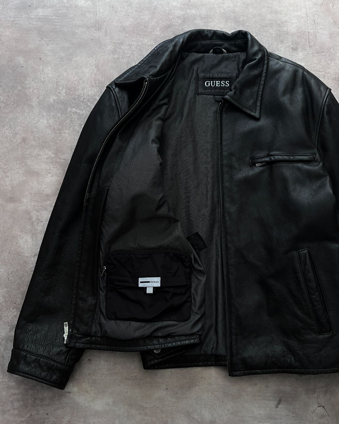 LEATHER GUESS JACKET (L)