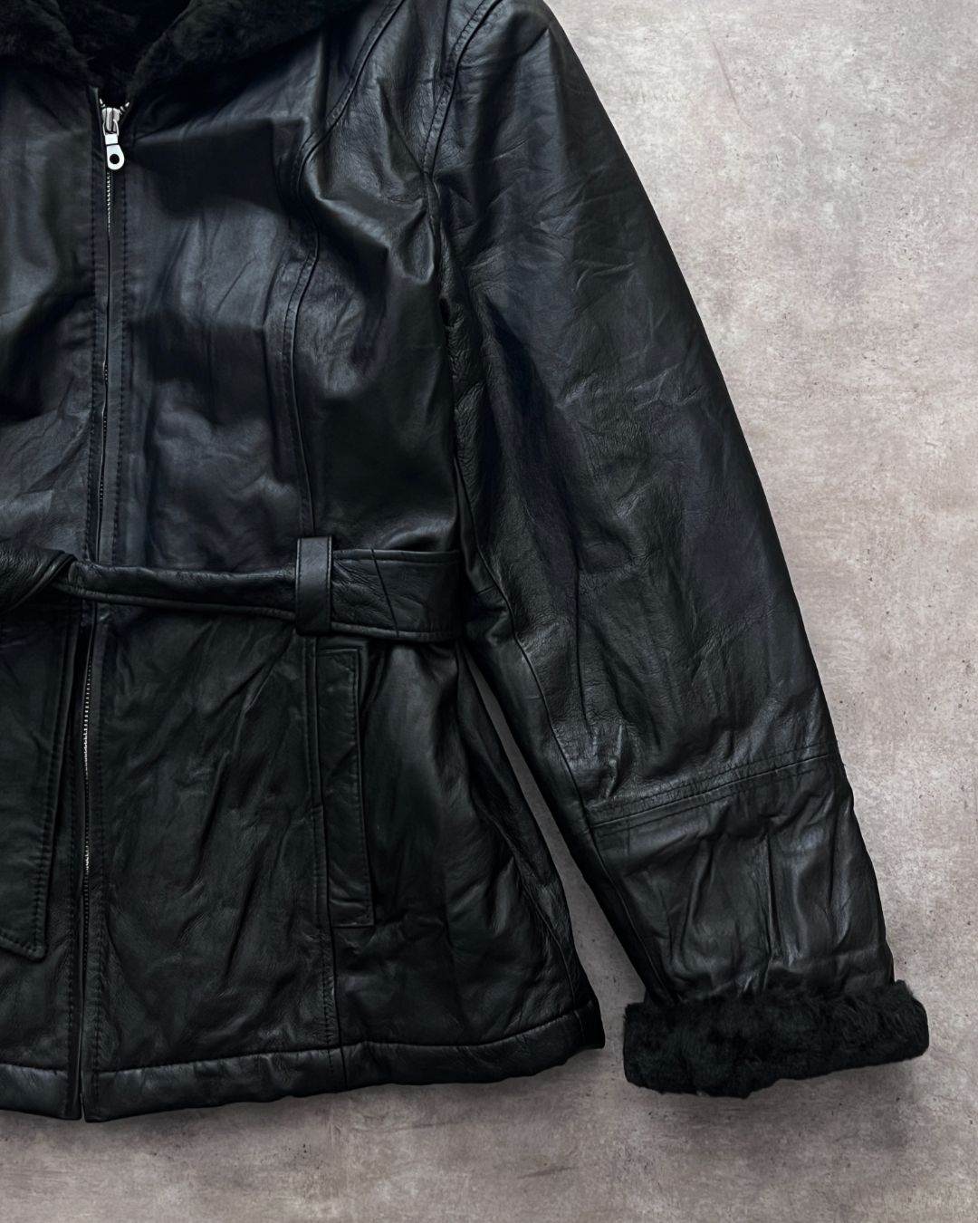 BLACK LEATHER GABARDINE (M)