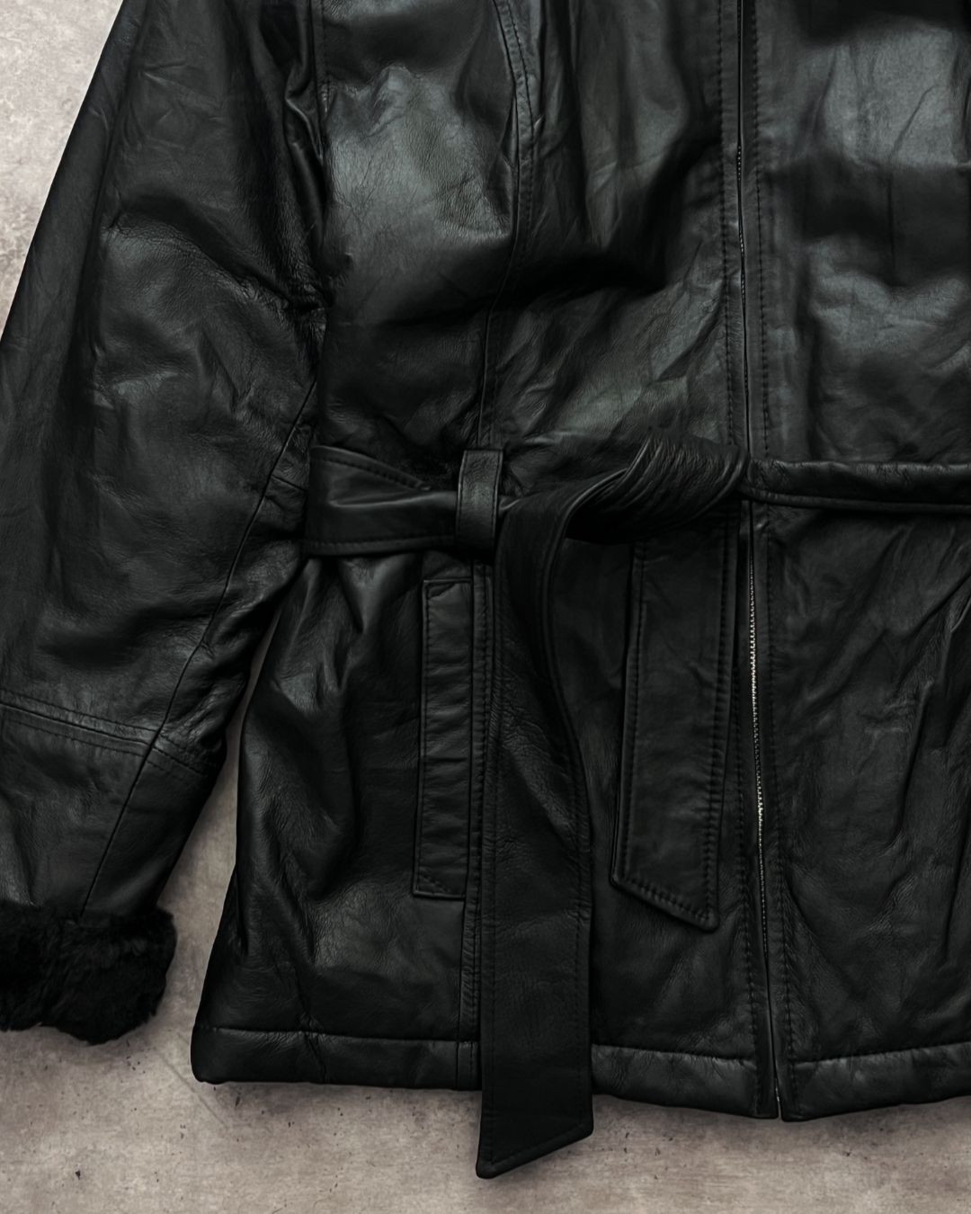 BLACK LEATHER GABARDINE (M)