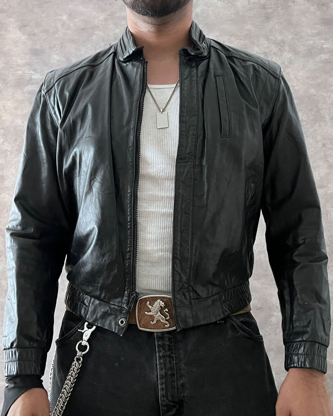 LEATHER RACER JACKET (S)
