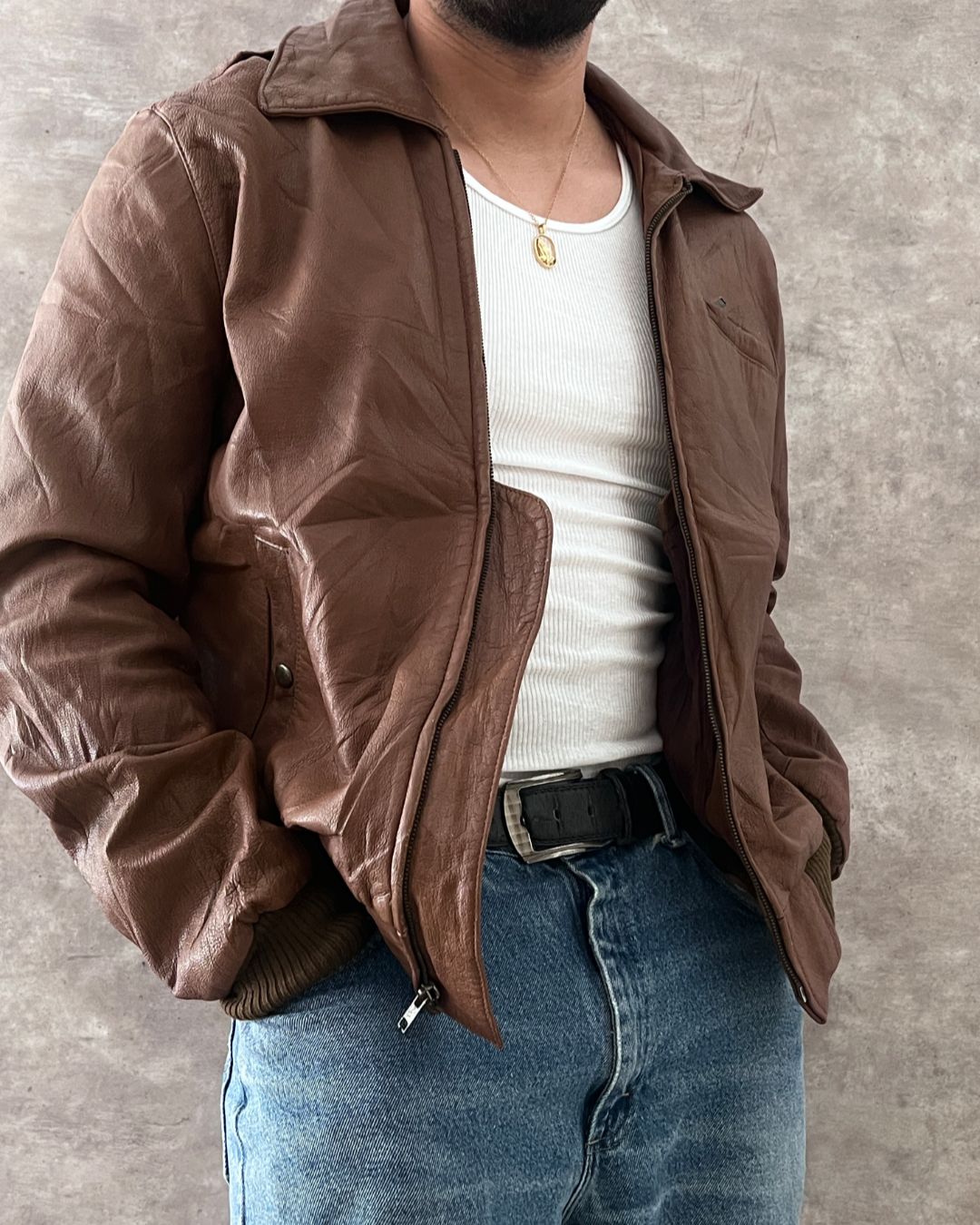 LEATHER JACKT (M)