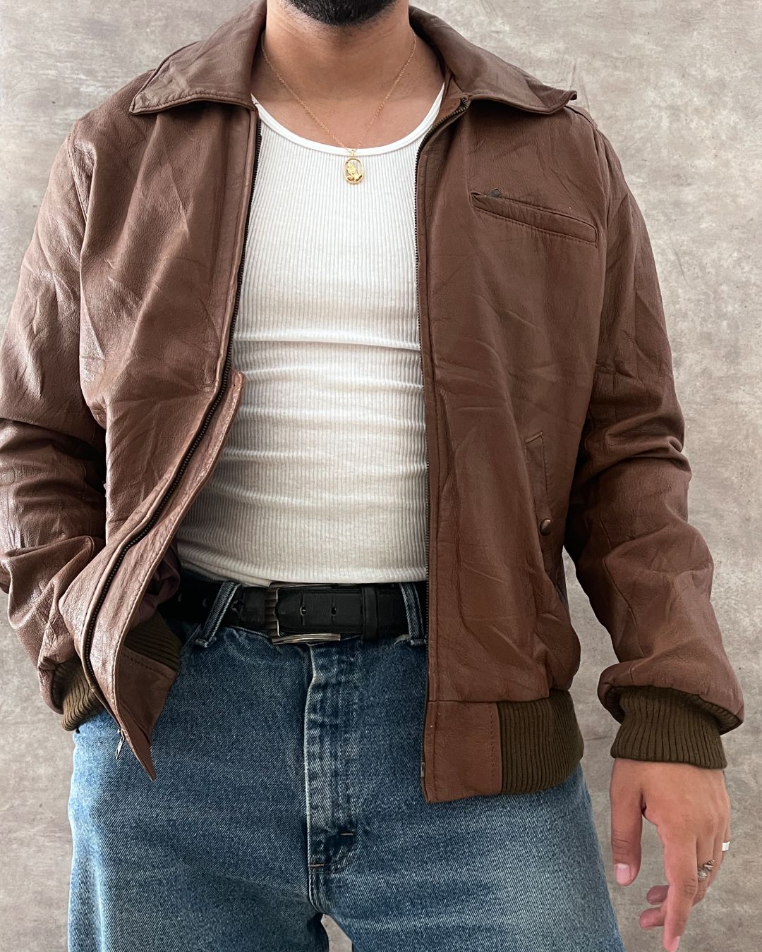 LEATHER JACKT (M)