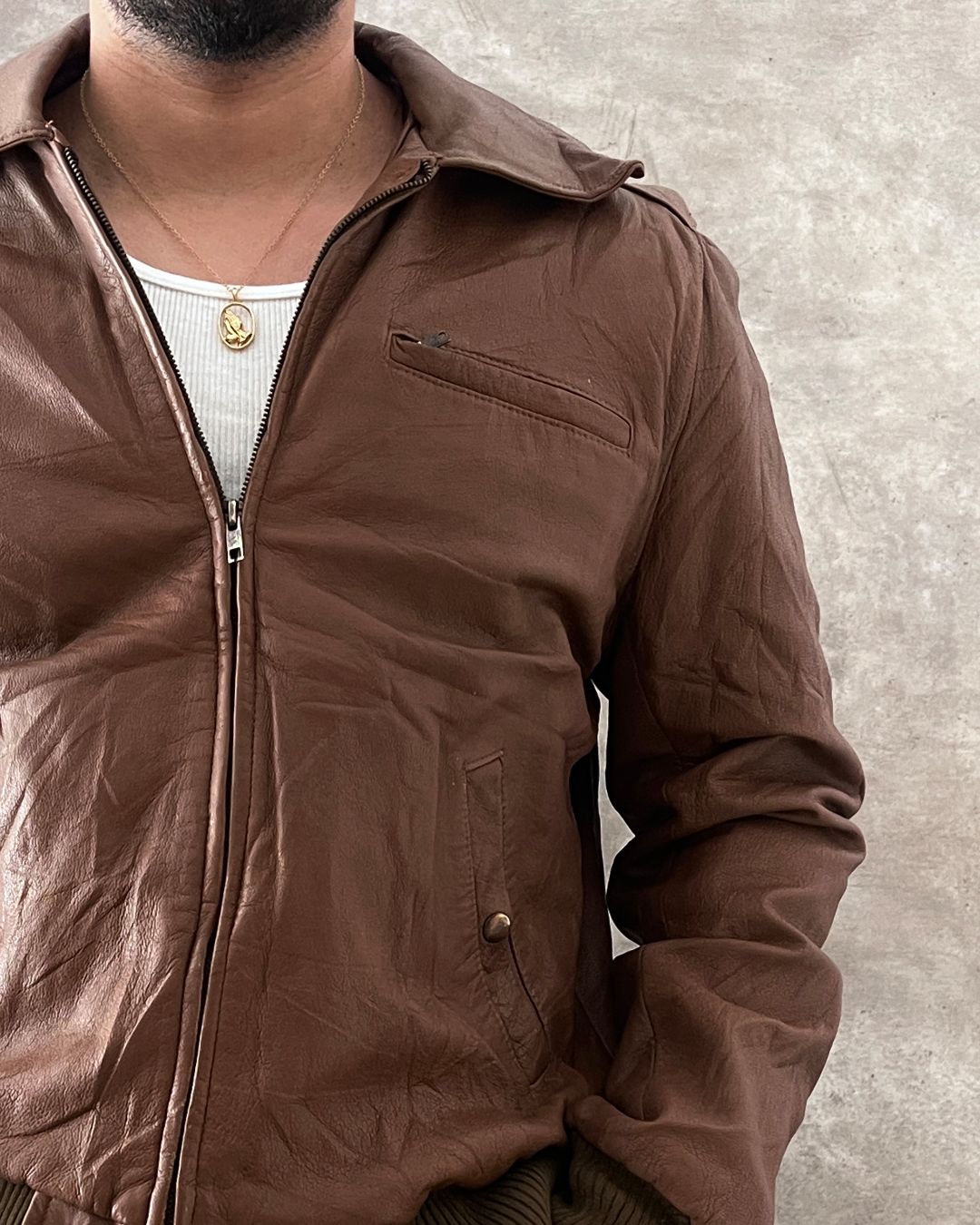LEATHER JACKT (M)