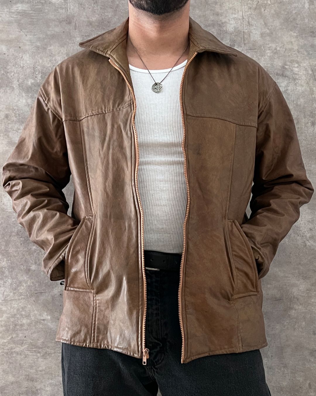 LEATHER JACKT POLY (L)