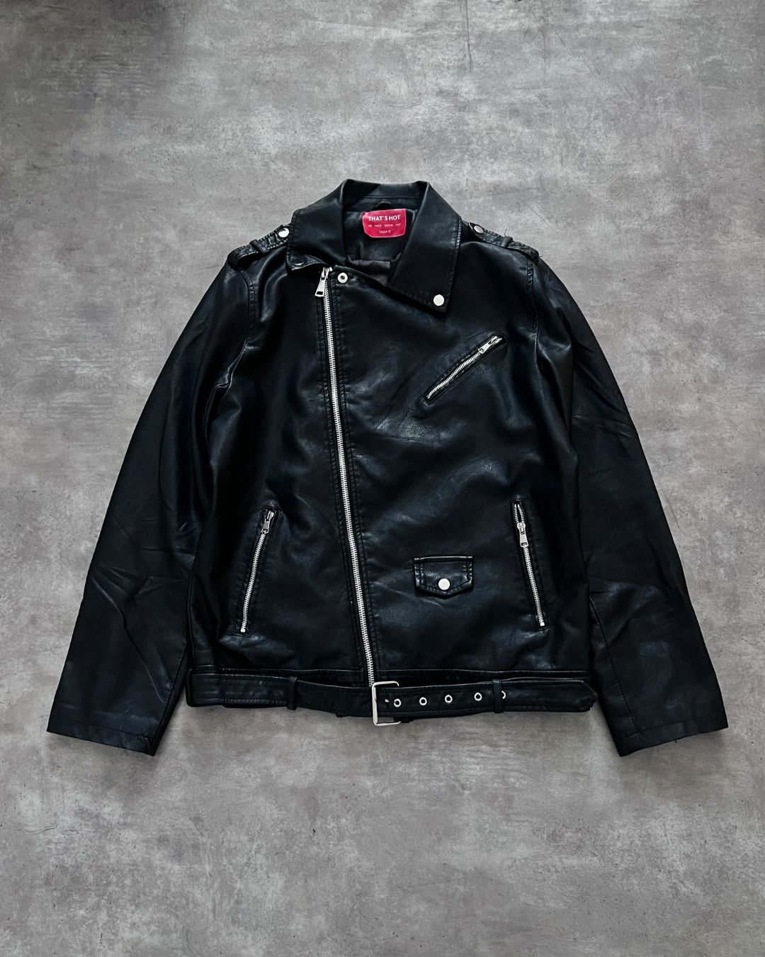BIKER FAUX LEATHER JACKET (L)
