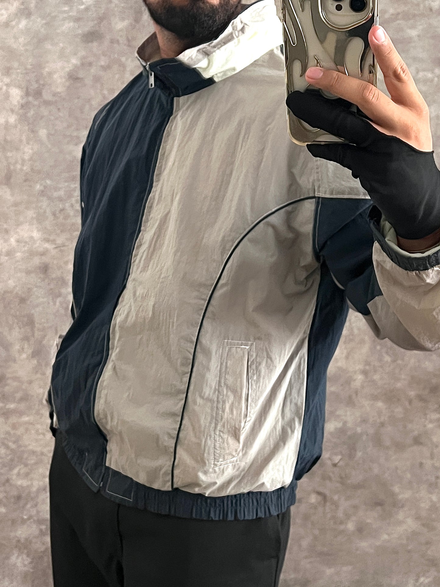 Retro bicolor windbreaker (L)