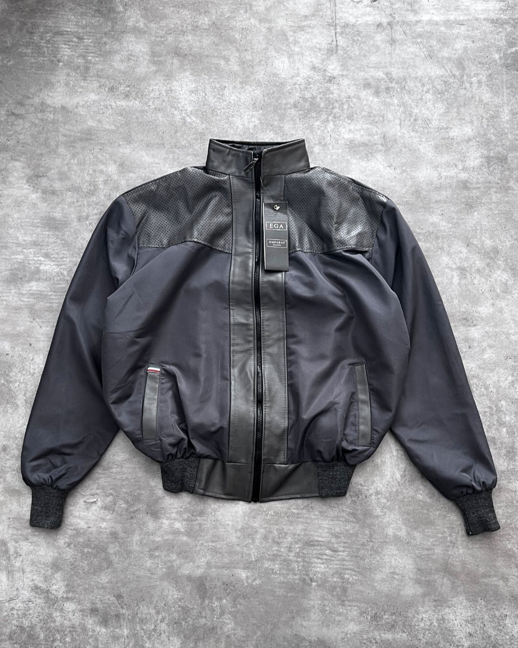 EMPORIO GREY LEATHER JACKT (S/M)