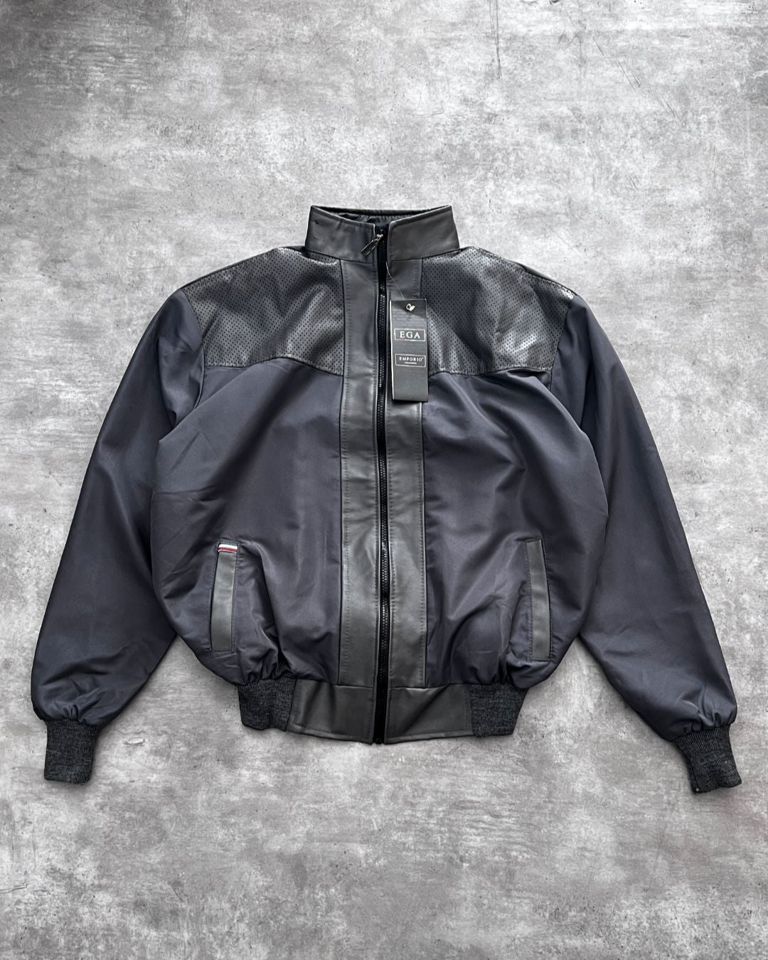 EMPORIO GREY LEATHER JACKT (S/M)