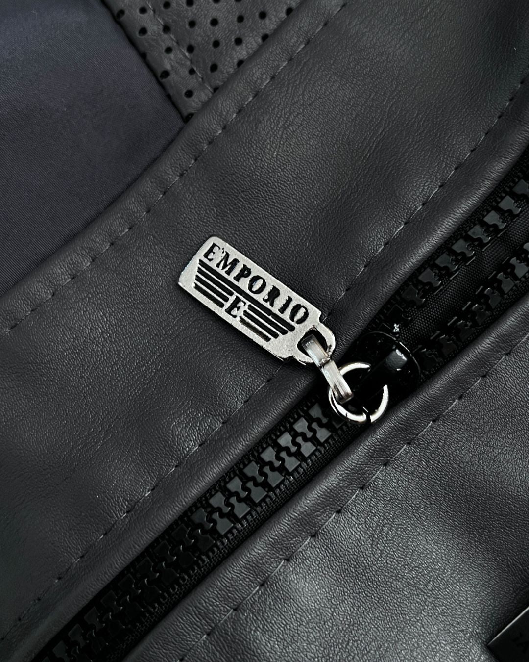EMPORIO GREY LEATHER JACKT (S/M)