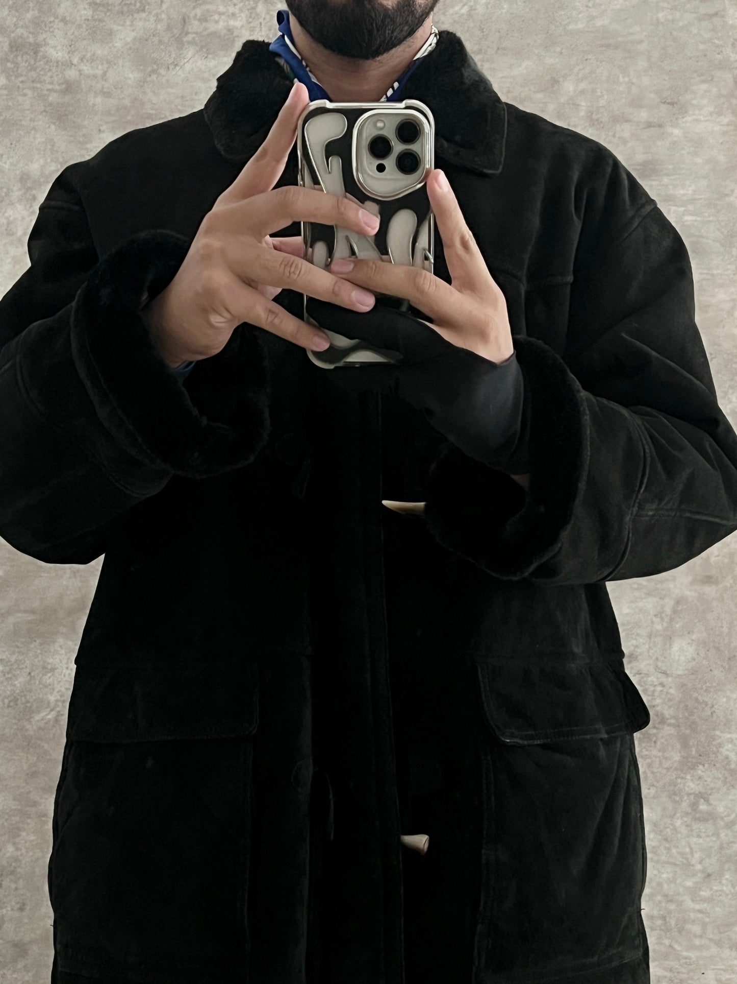 Leather Faux Fur Jacket (L)
