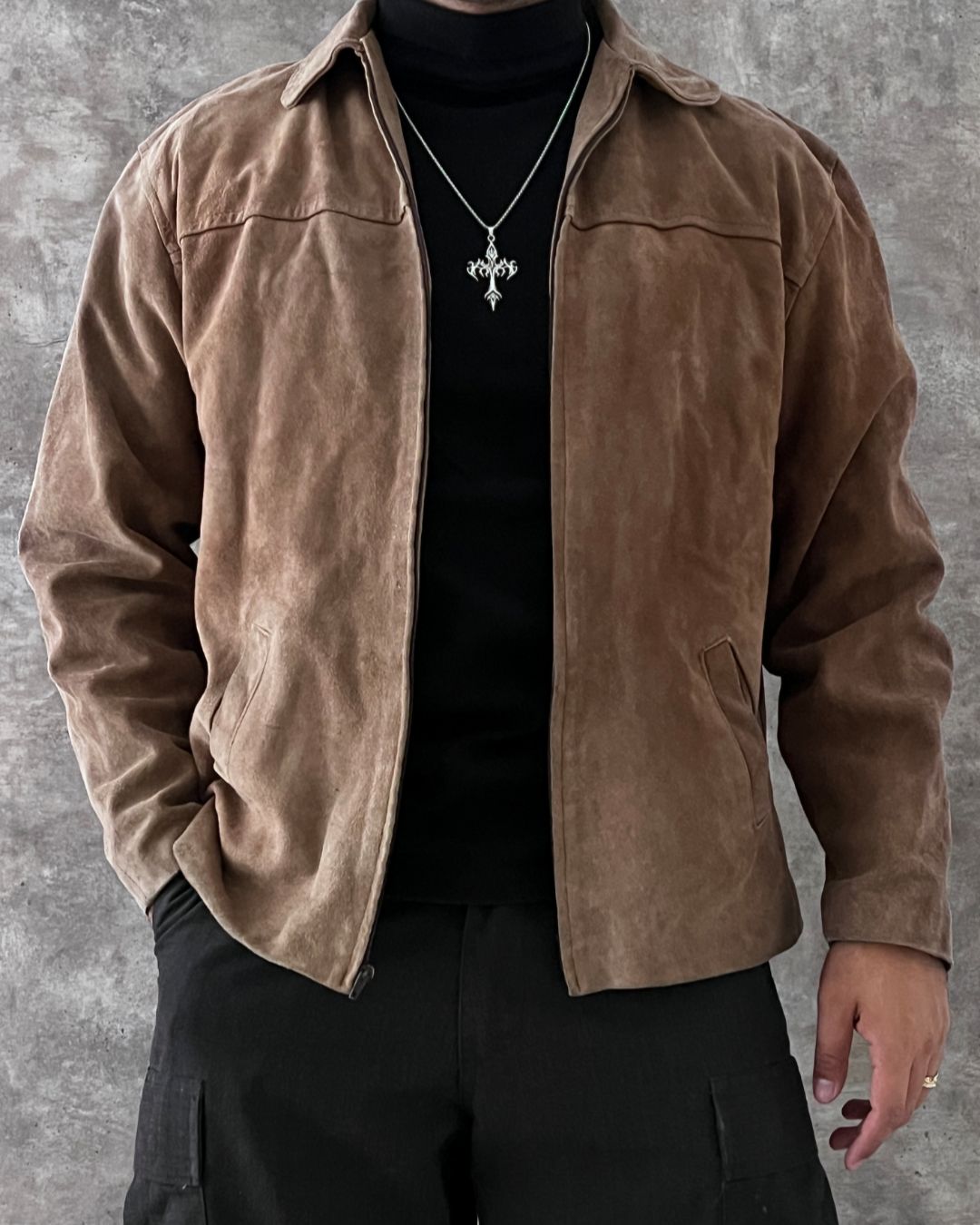 COWBOY LEATHER JACKET BOXY FIT (L)