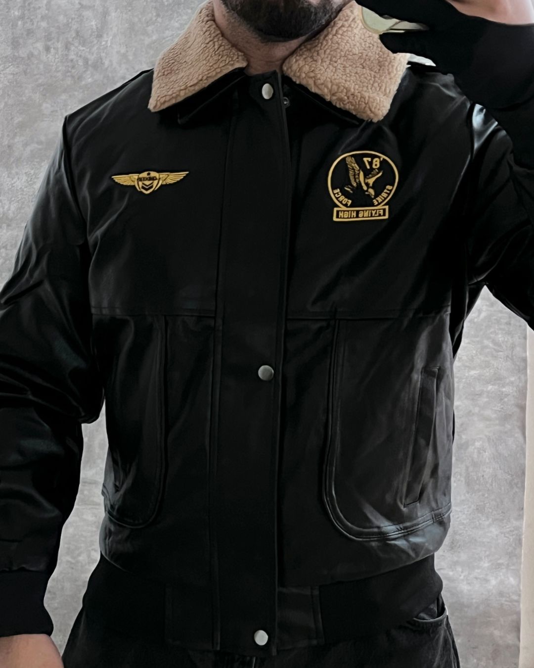 FLYING BOMBER LEATHER JACKET (M)