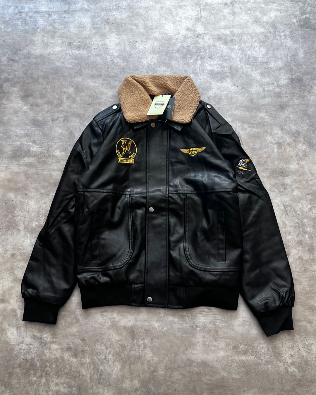 FLYING BOMBER LEATHER JACKET (M)