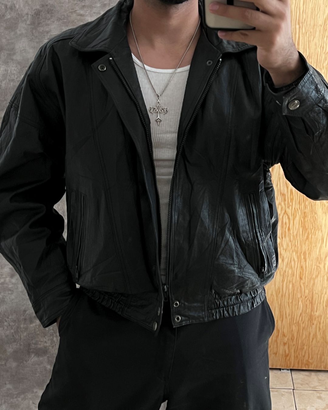 BOMBER LEATHER THERMIC JACKET (L)