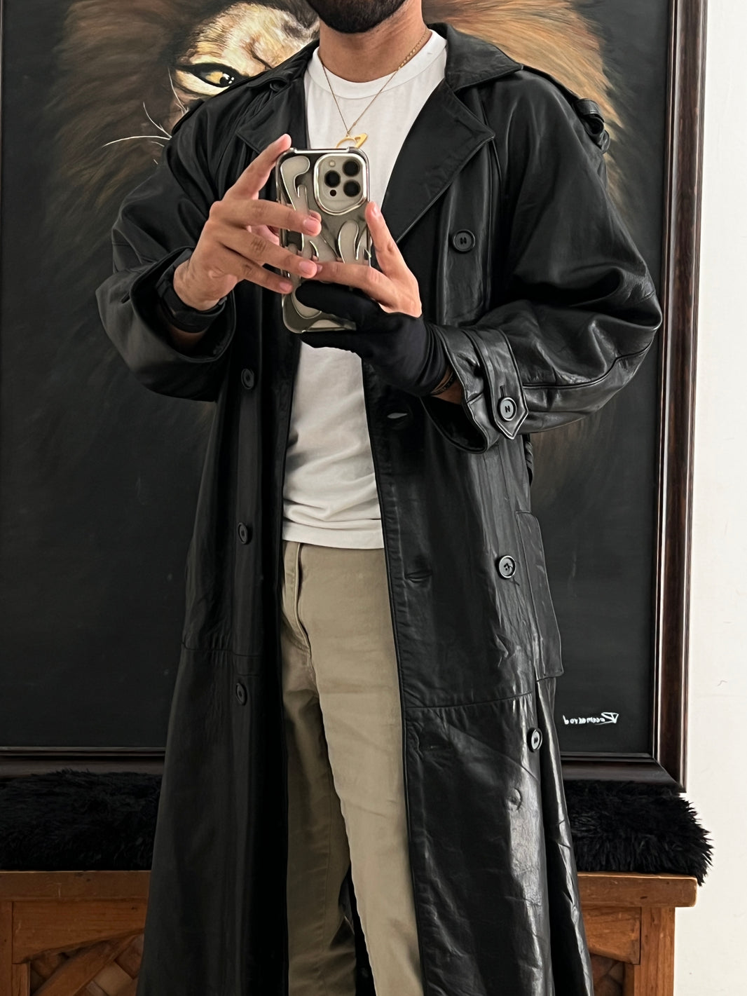 Gabardina 100% Lambskin (de cordero) talla S/M