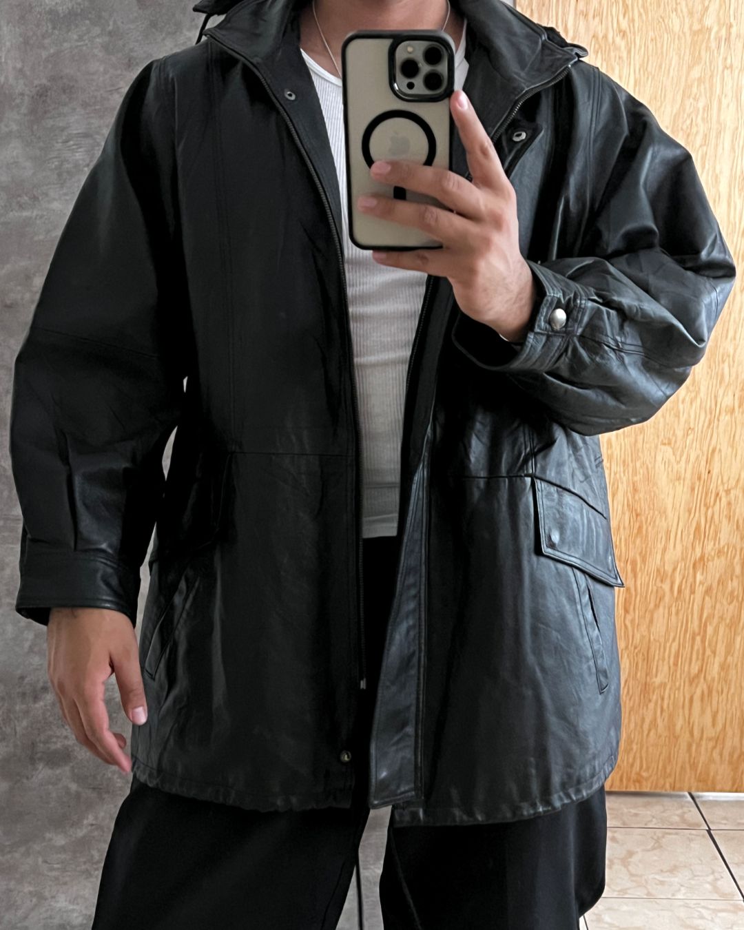 LEATHER BLACK GABARDINE (M)