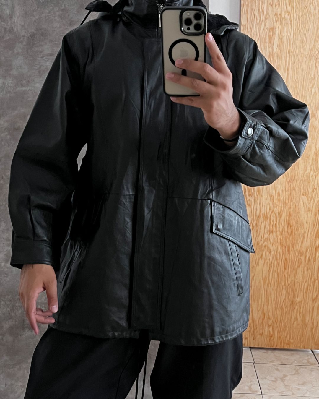 LEATHER BLACK GABARDINE (M)