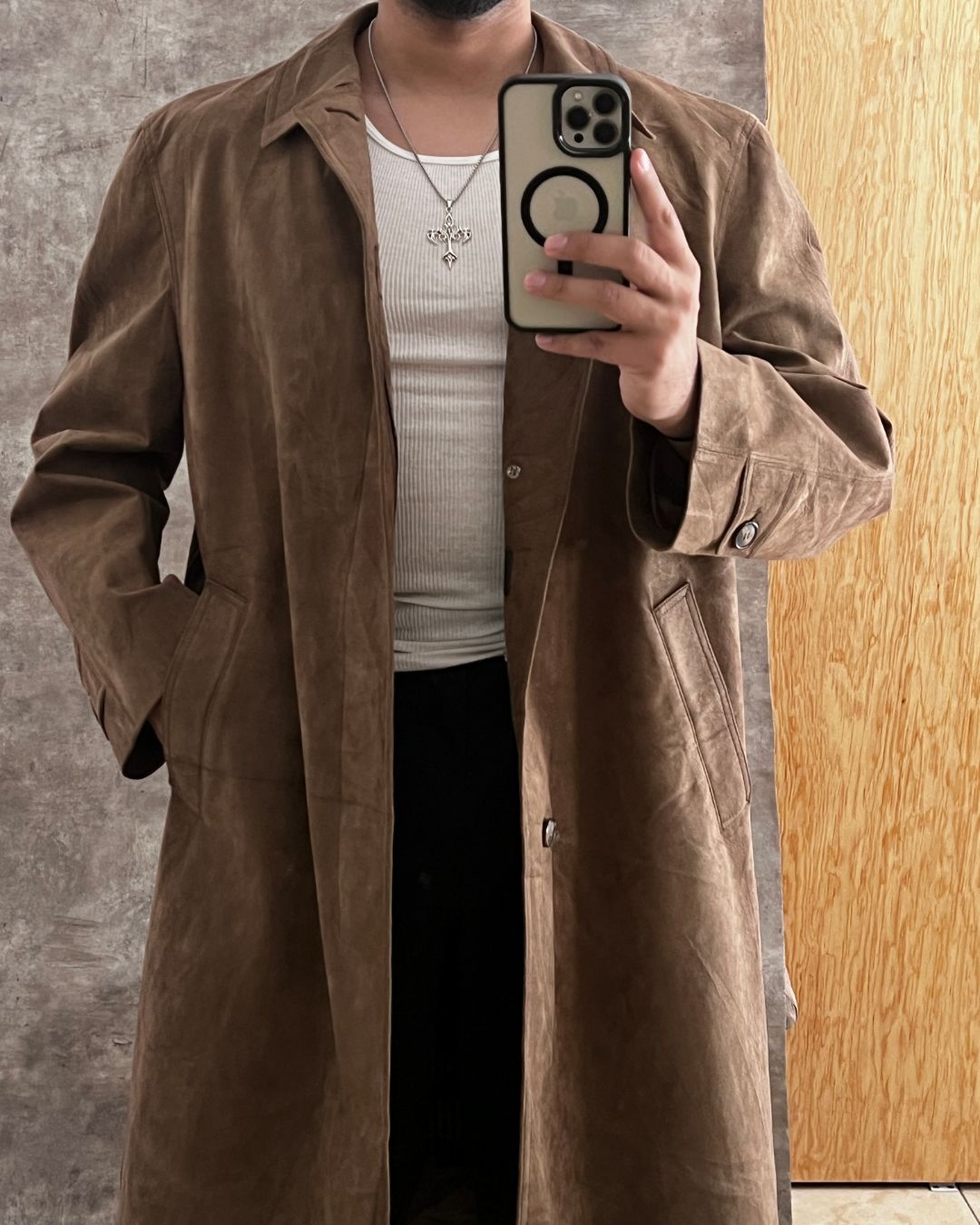 LEATHER LONG GABARDINE (L)