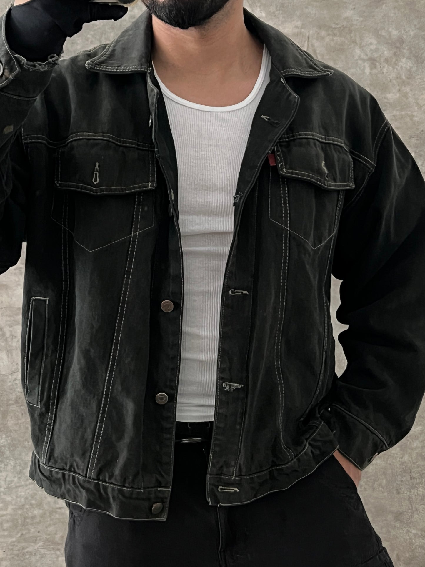 VINTAGE BLACK DENIM JACKET LEVI'S (L)