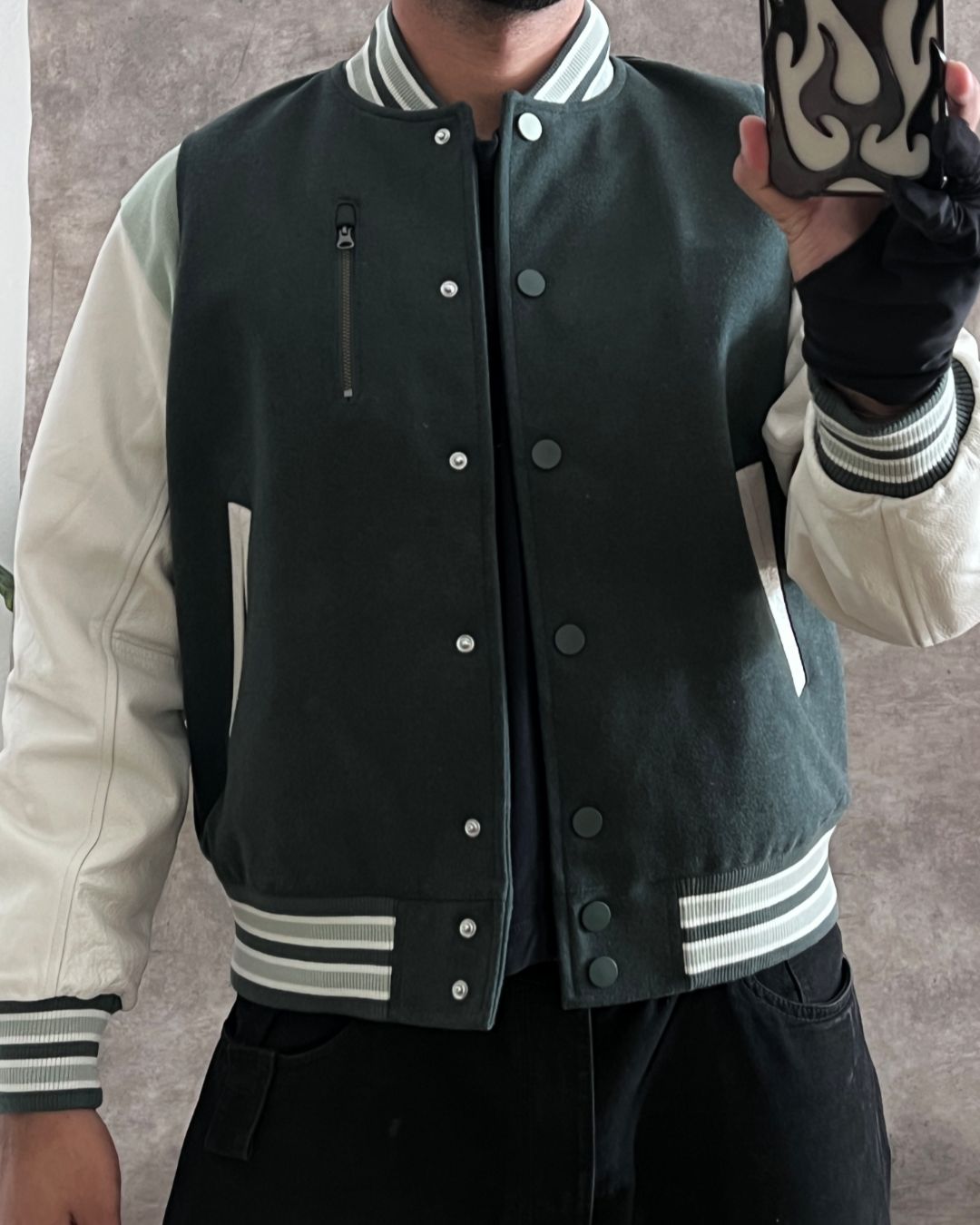 LEATHER WOOL DETROYER NIKE JACKET (S)