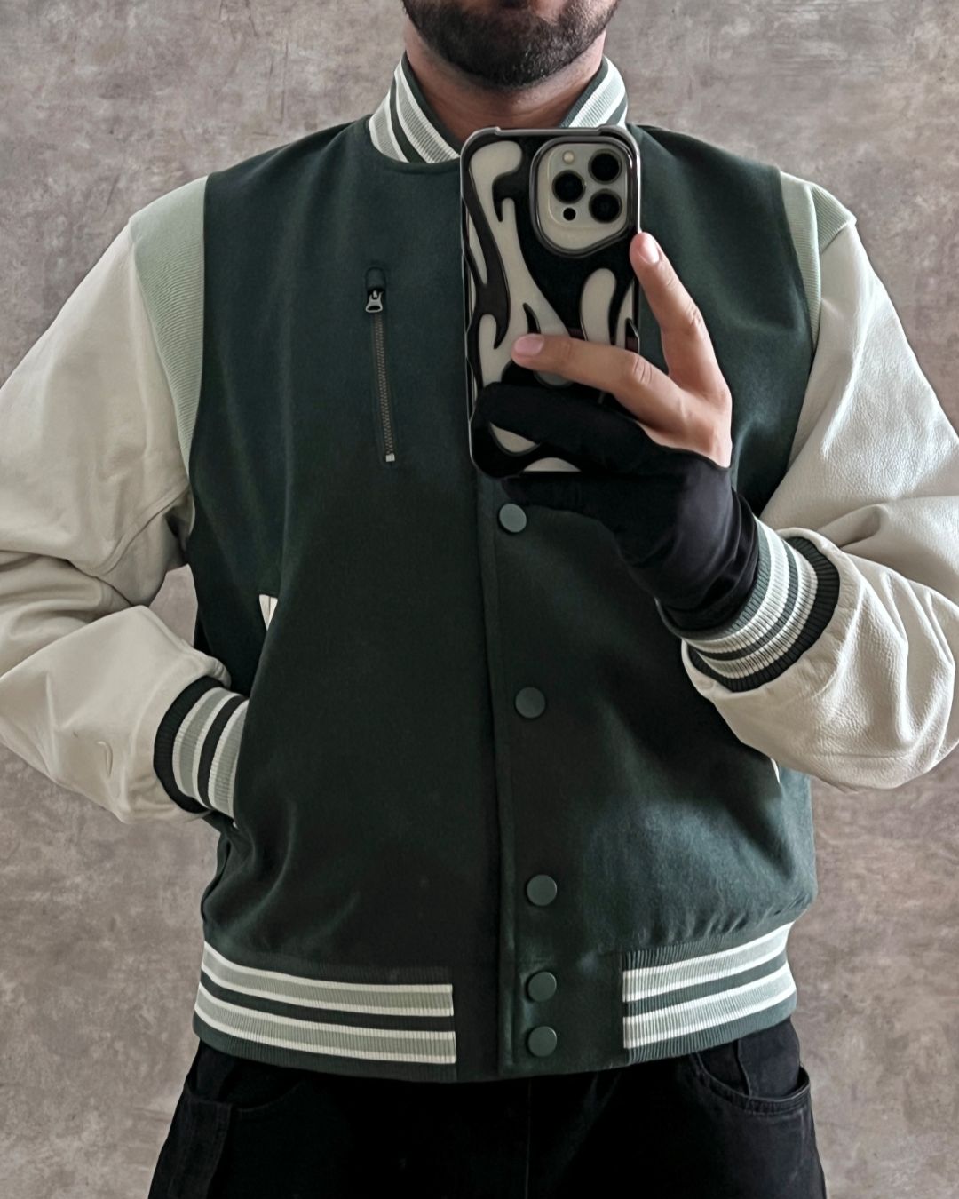 LEATHER WOOL DETROYER NIKE JACKET (S)