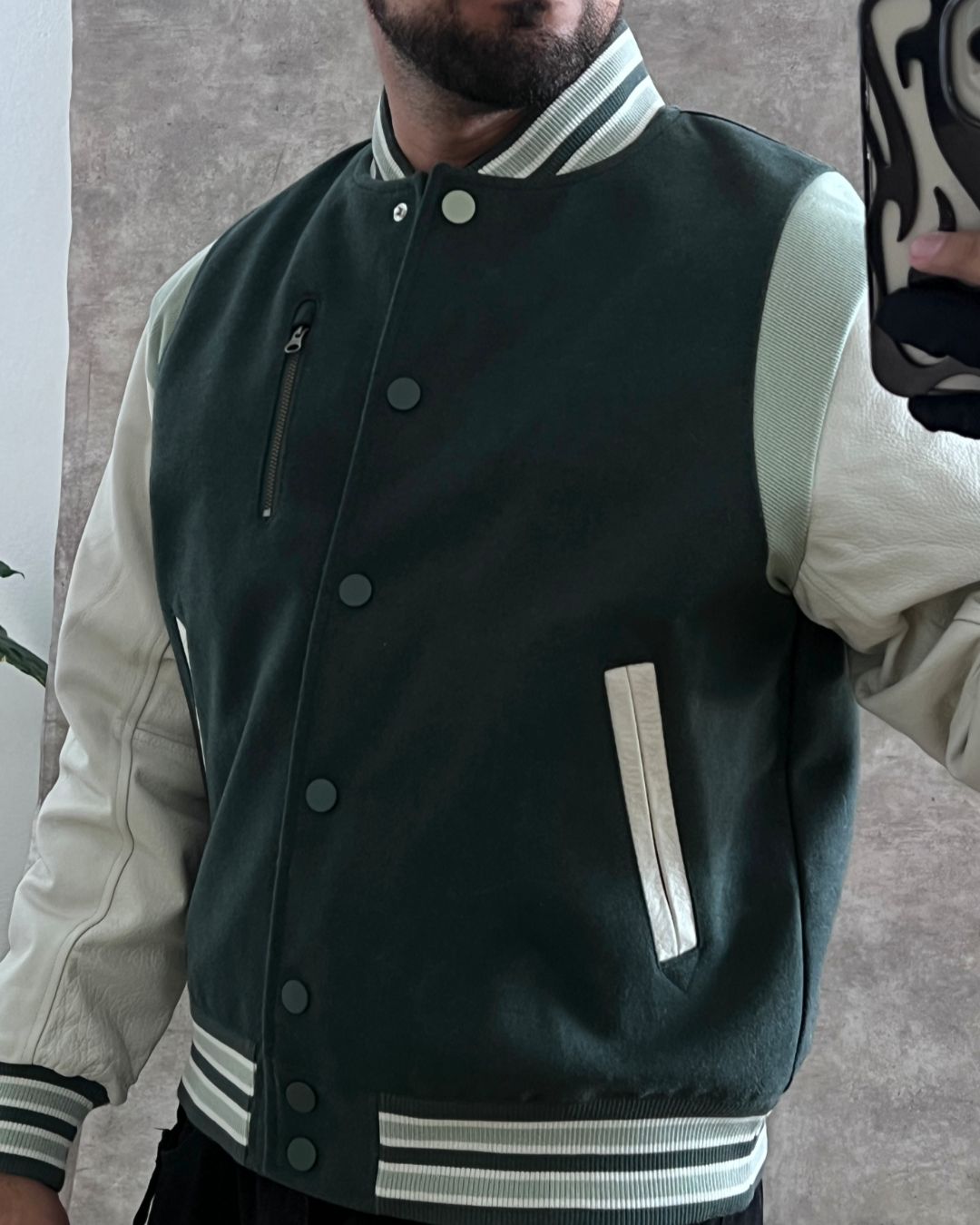 LEATHER WOOL DETROYER NIKE JACKET (S)