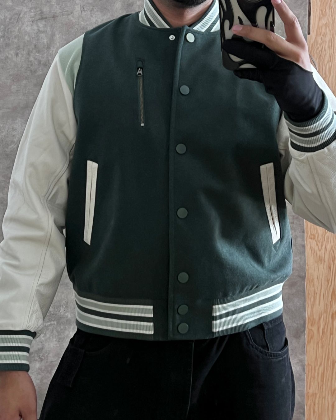 LEATHER WOOL DETROYER NIKE JACKET (S)