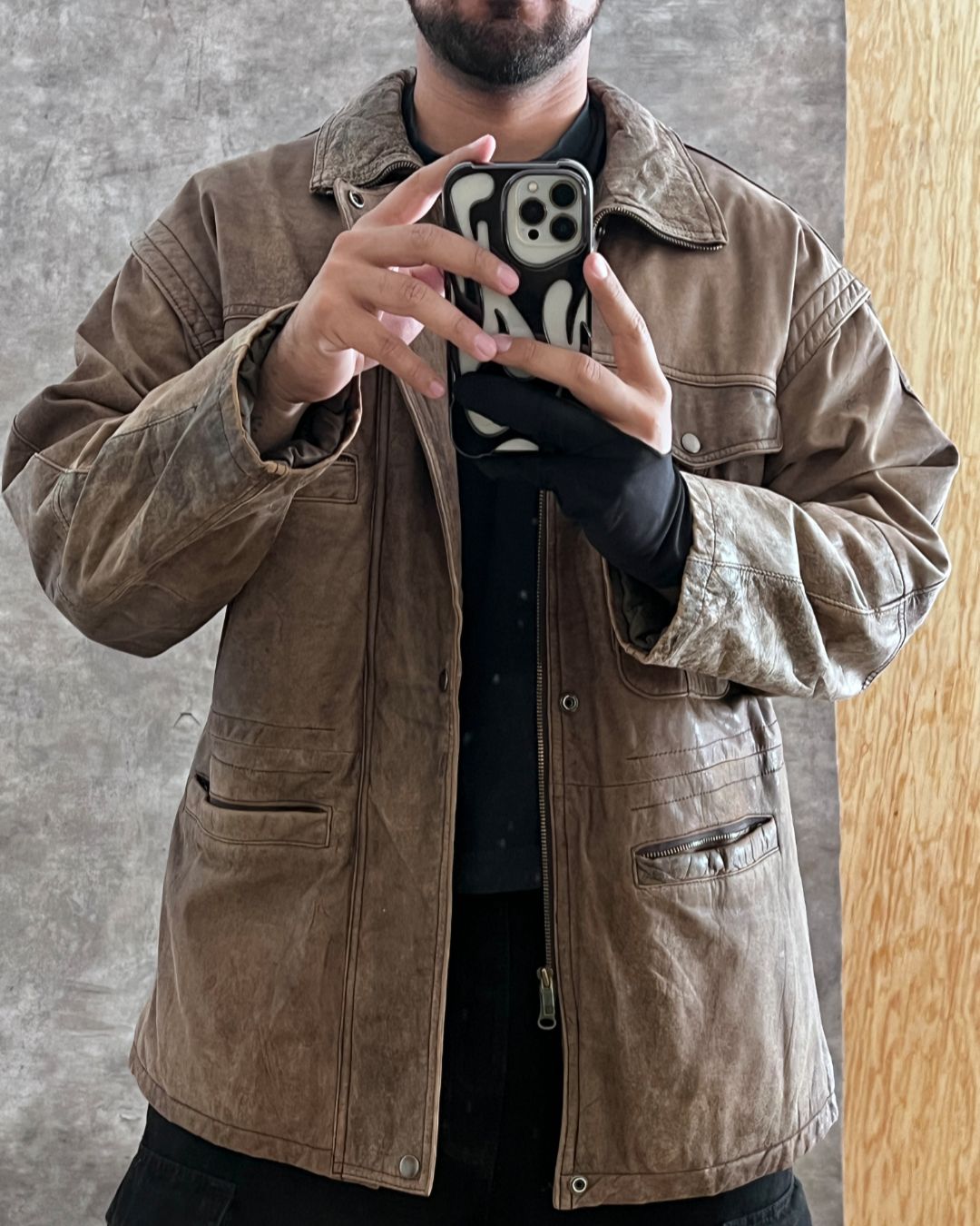 LEATHER HUNTER JACKET (M)