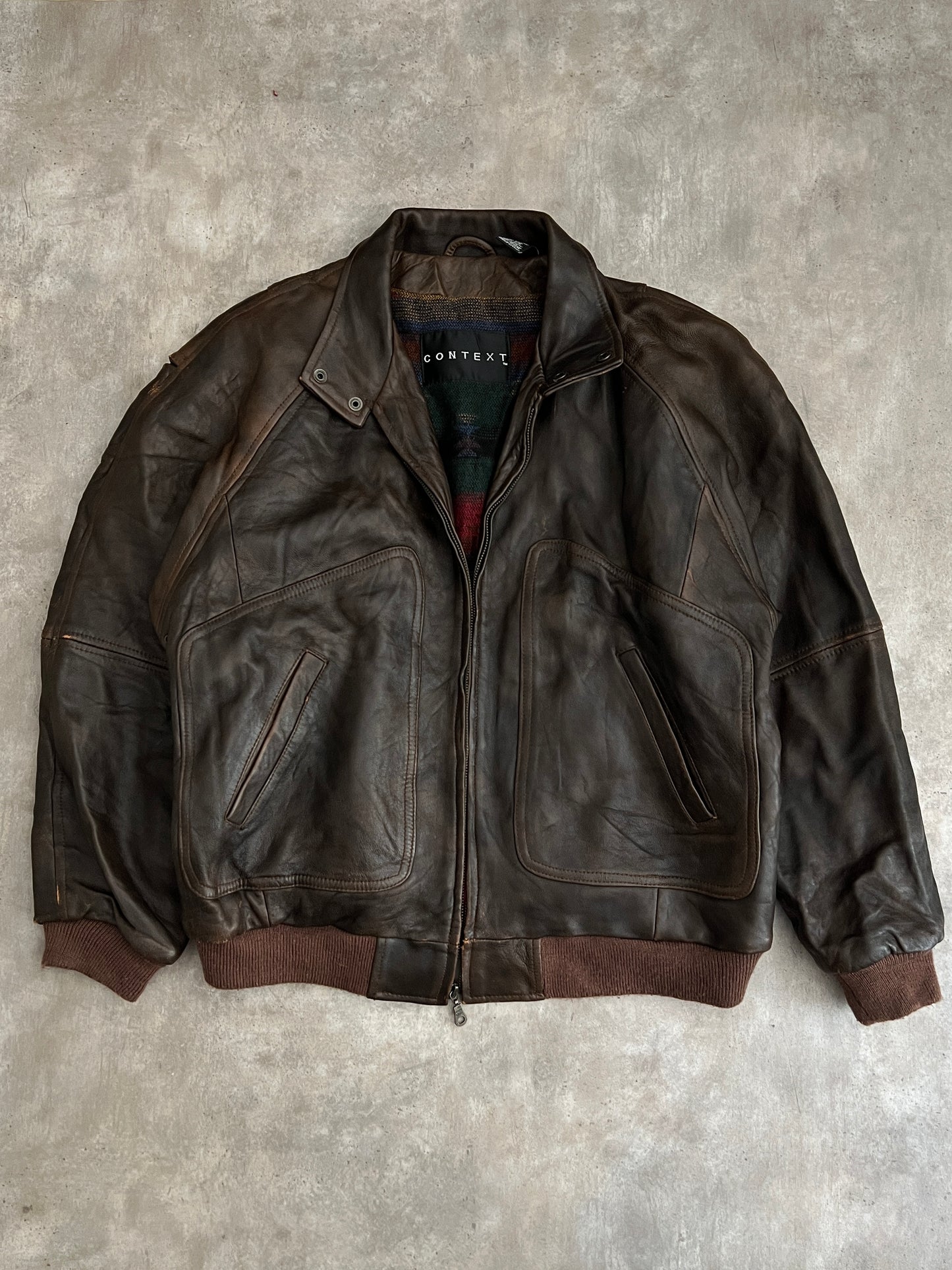 Vintage leather bomber jacket (L)