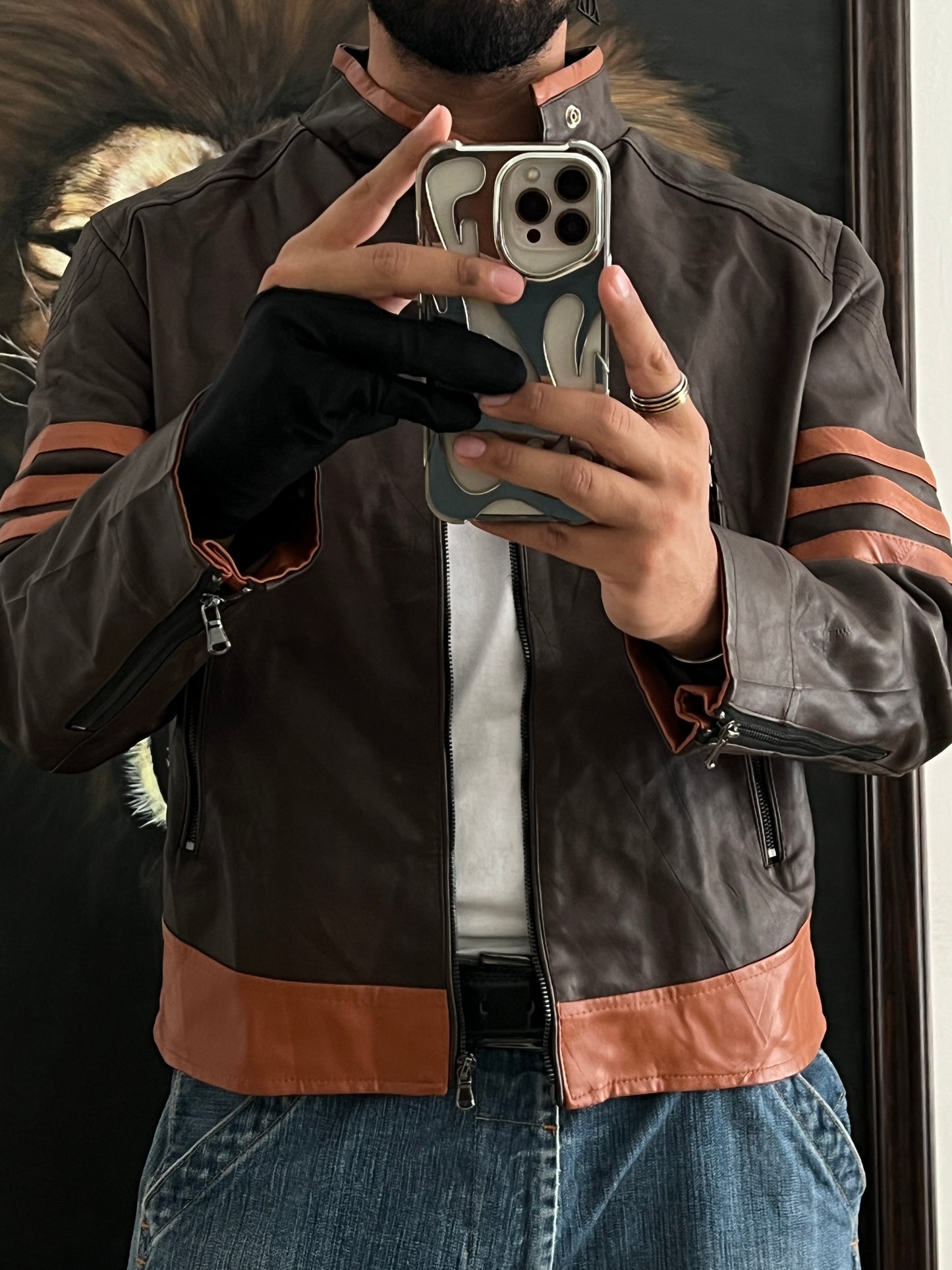 Leather racer jacker (M)
