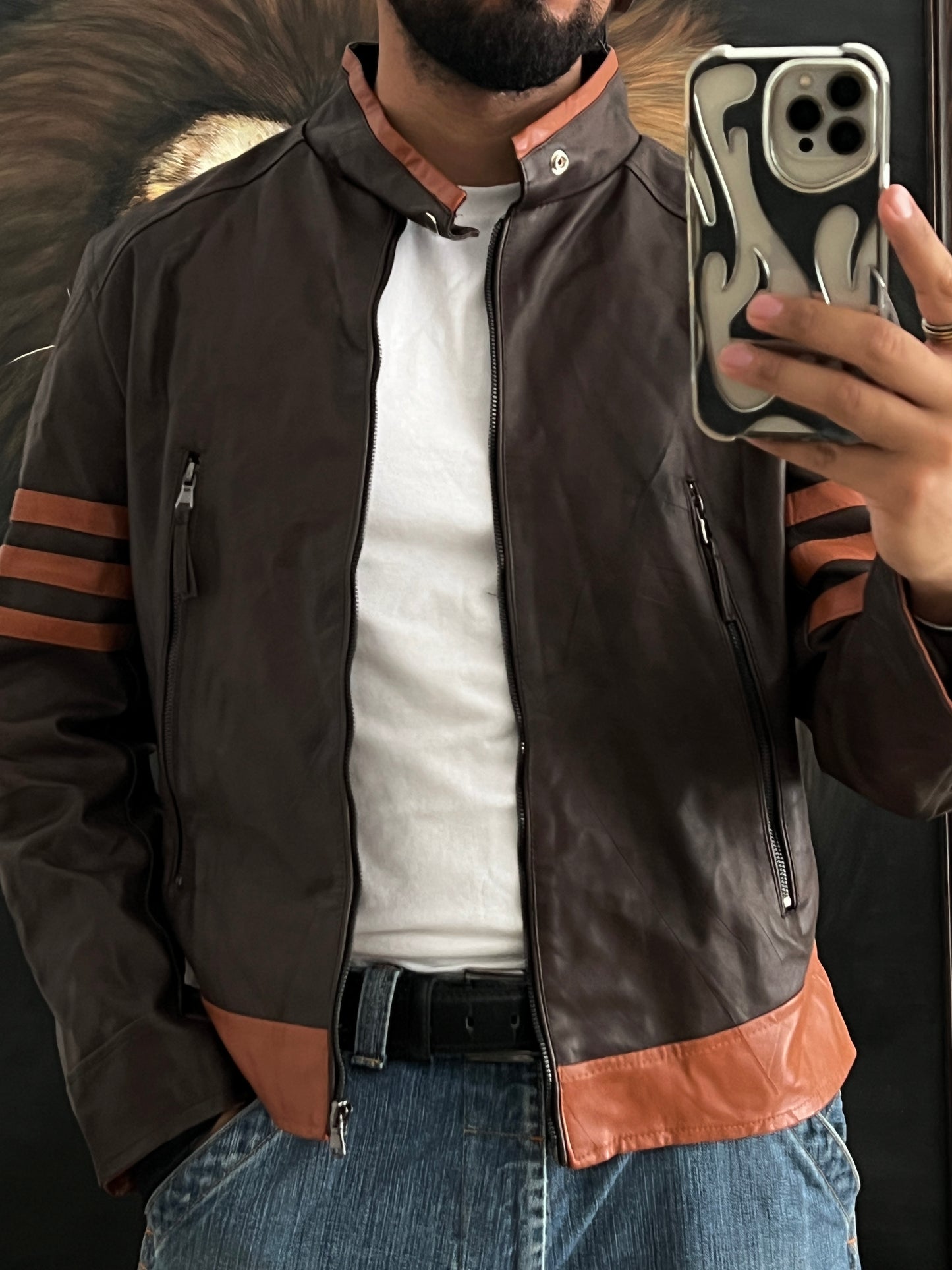 Leather racer jacker (M)