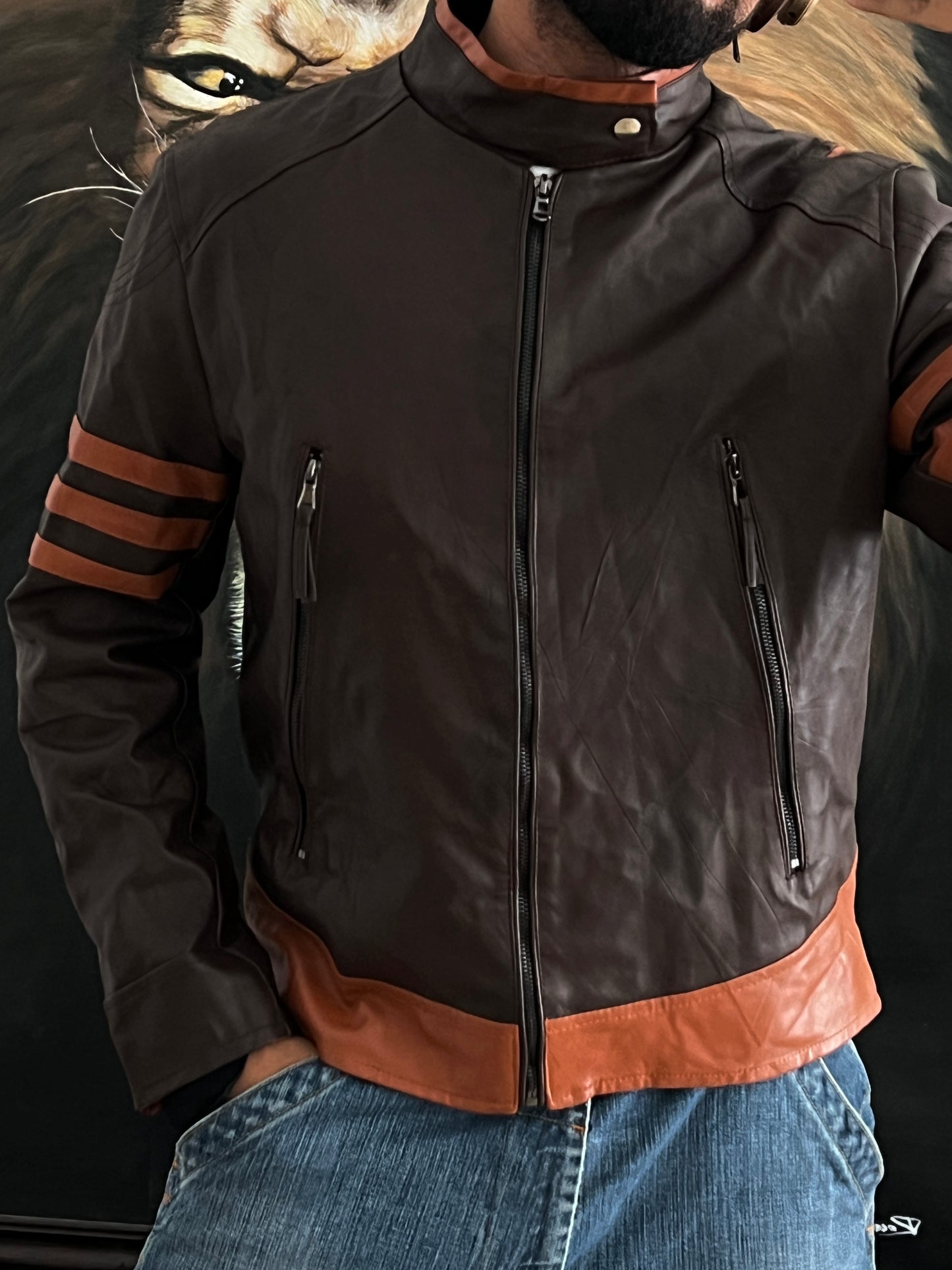 Leather racer jacker (M)