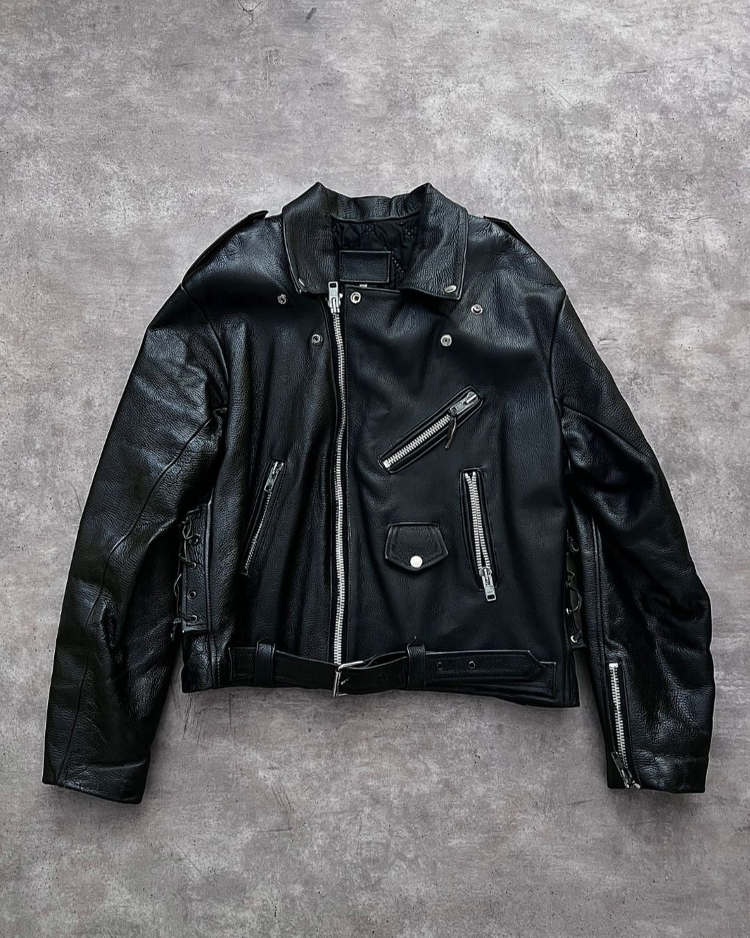 BIKER HEAVY LEATHER JACKET (M)