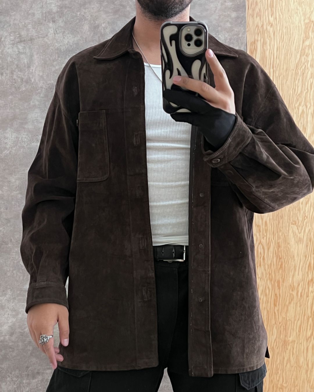 WORK LEATHER SHIRT (L)