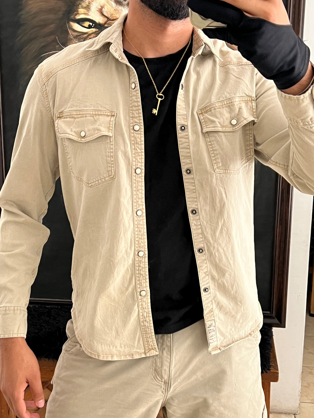 Beige classic shirt (S)