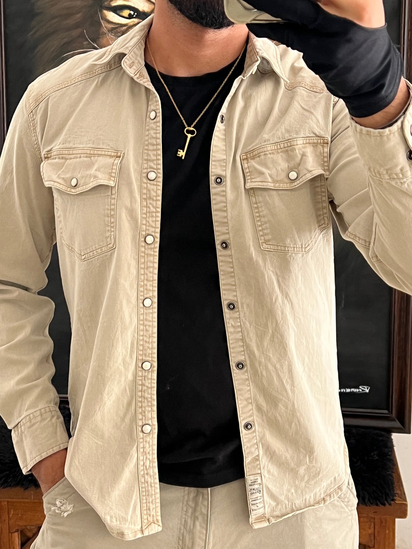 Beige classic shirt (S)