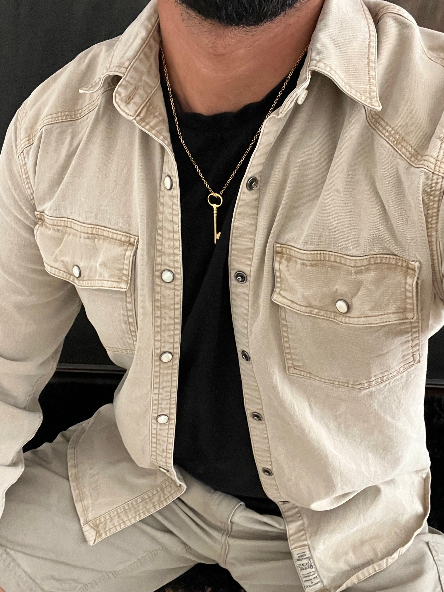 Beige classic shirt (S)